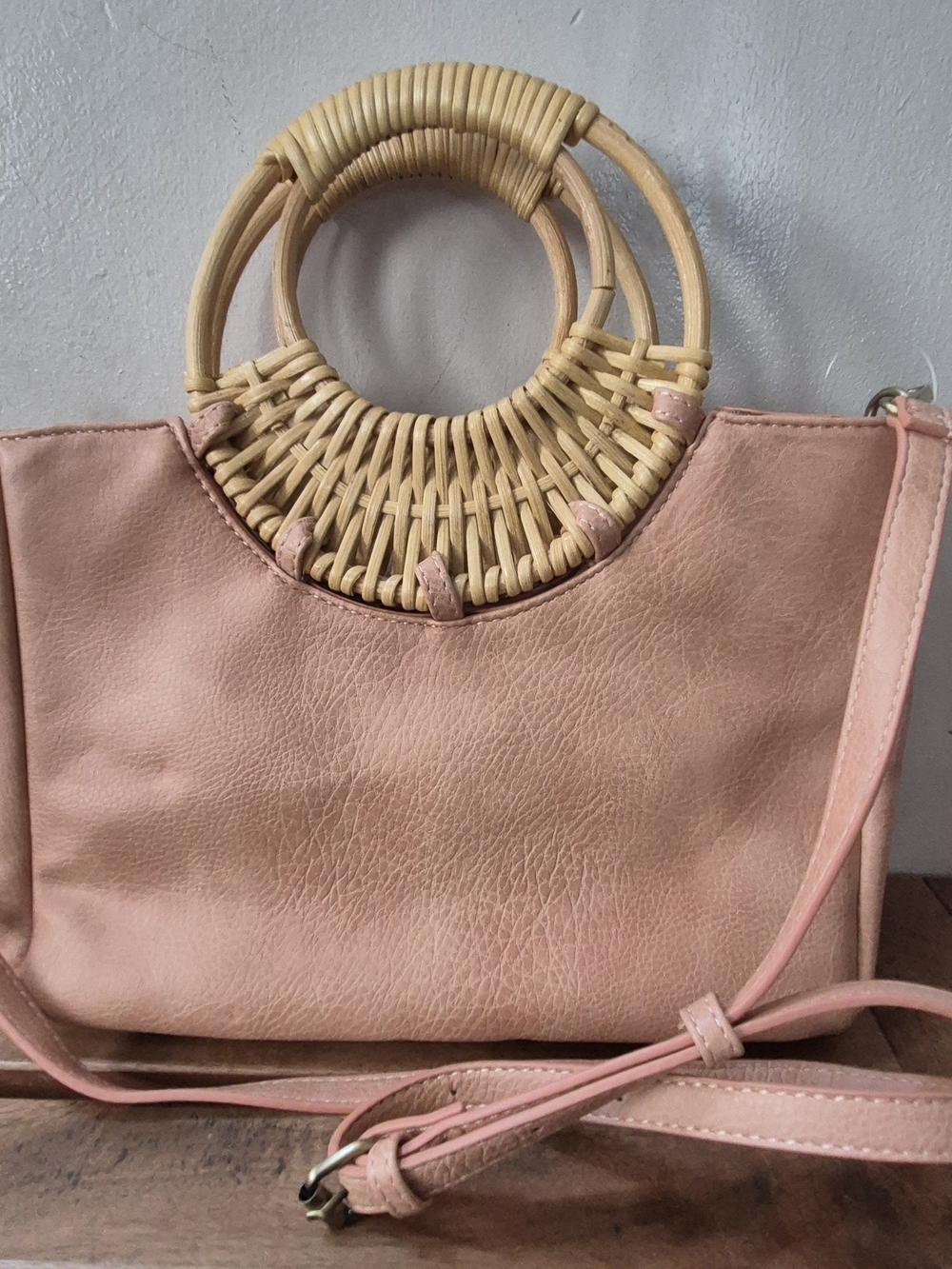 Anthropologie Woven Handle Pink Women’s Crossbody Bag NWT